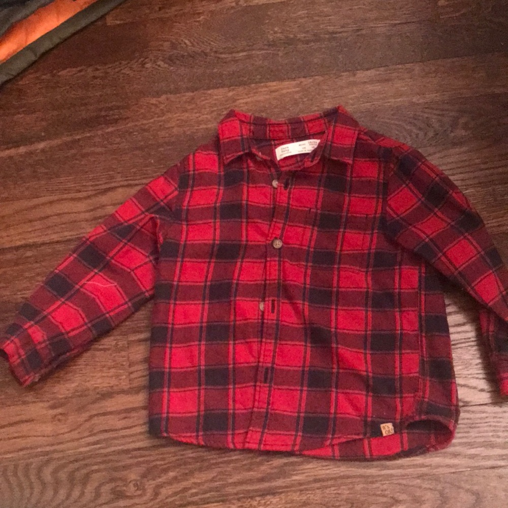 Adorable Red and black check button down